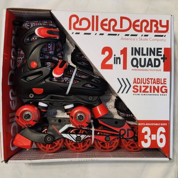 Roller Derby 2-in-1 Combo Quad & Inline Skates – Kids, Adjustable Boys 3–6 - Picture 2 of 2